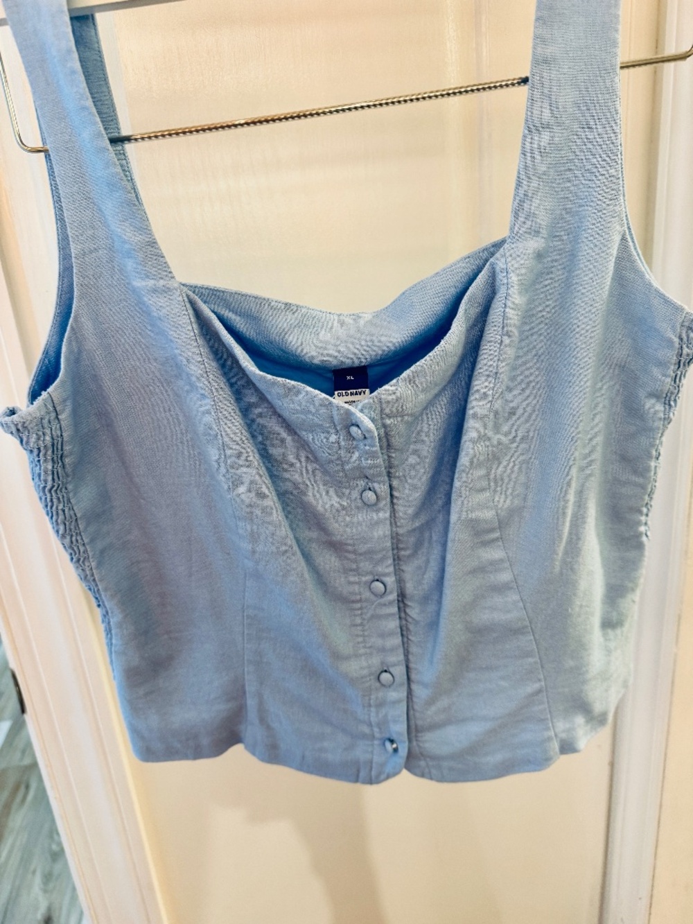 Old Navy linen blend baby blue vest women’s size extra large